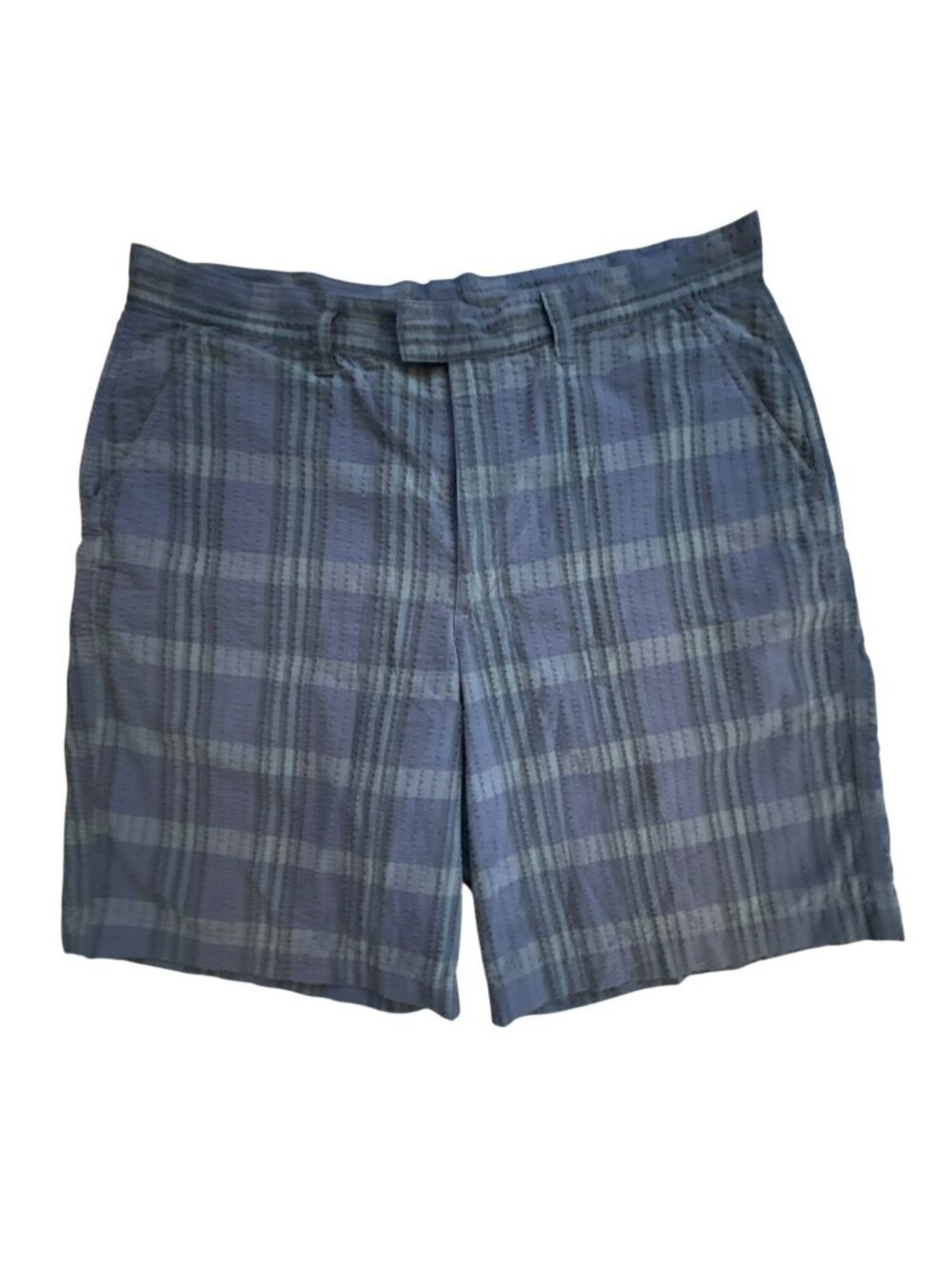 Patagonia Seersucker Plaid Shorts 35 Blue Organic Cotton Lightweight Breathable